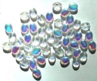 50 8x6mm Transparent Crystal AB Flat Oval Glass Beads